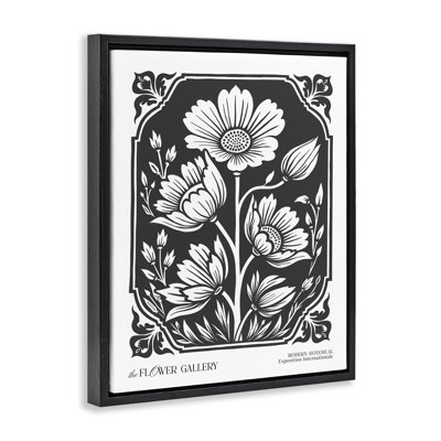 «Florals with Vintage Border», art mural encadré sur toile flottante