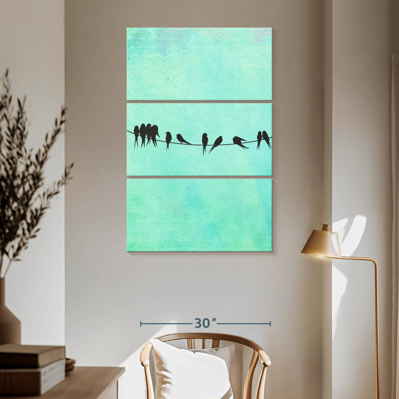 Brampt oiseaux sur un fil, H 65 po x l 42 po
