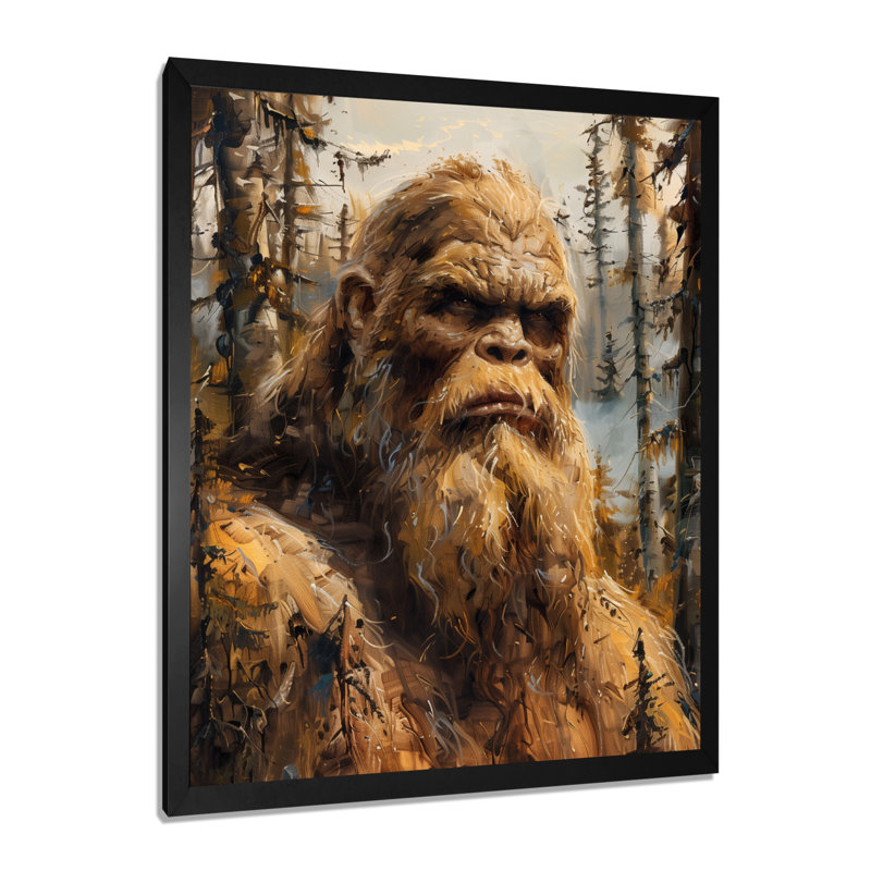Décoration murale brune et grise Bigfroot Wilderness Watcher, Toile encadrée noire simple, H 32 po x l 24 po x P 1 po
