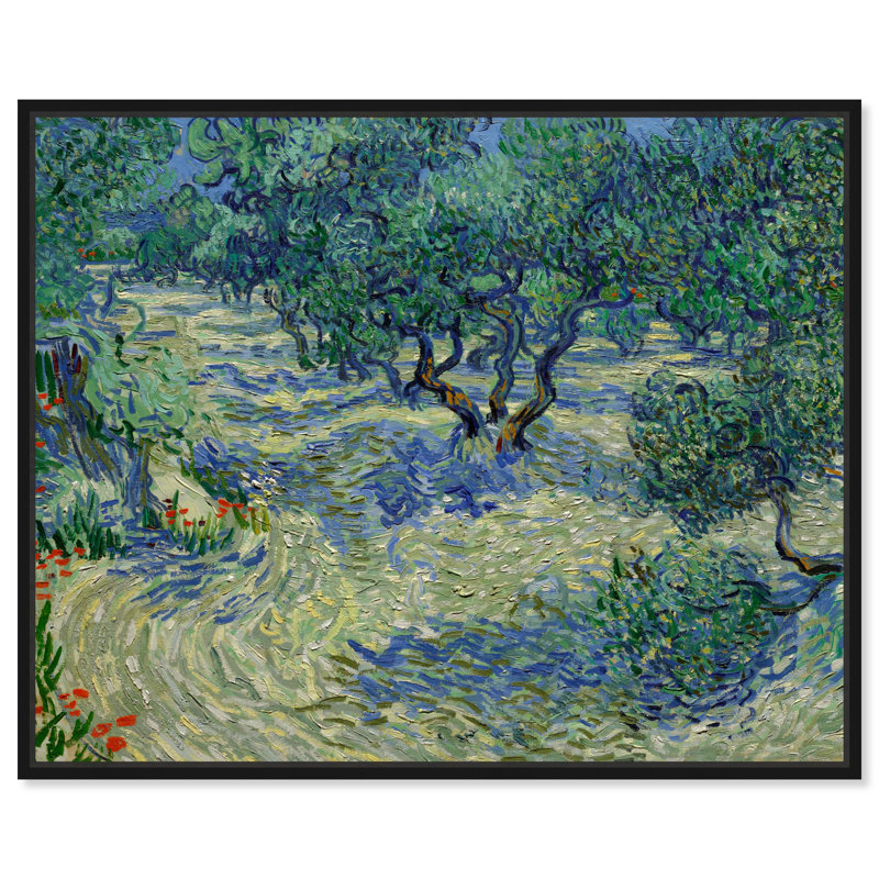 Art mural floral Vincent Van Gogh, H 17 po x l 21 po, Cadre noir