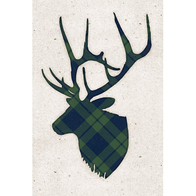 Plaid Deer Head - Wrapped Canvas Print
