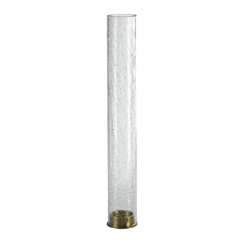 3" E26 Cylindrical Pendant Light, 18" Crackled Glass And Satin Brushed Black Finish, 71.13" H x 2.75" W x 2.75" D, Aged Brass