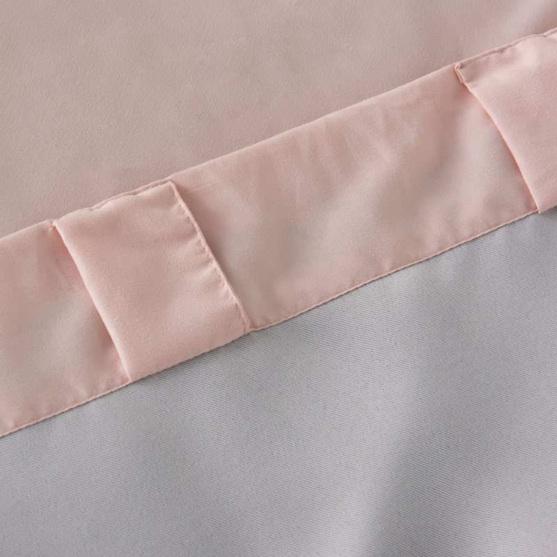 Large Floss Embroidered Flower Curtain Panel With Blackout Lining - 54X84 Inches, Machine Washable, Pink