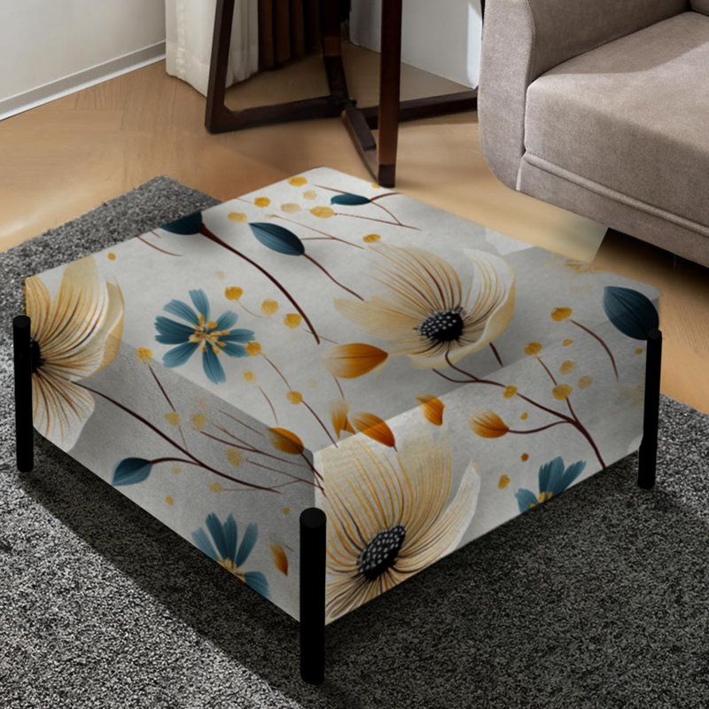 Simplicité en fleurs scandinaves X - grand repose-pieds carré floral