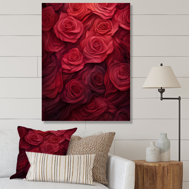 La beauté des roses rouges - Roses, art mural, Toile tendue, H 32 po x l 24 po x P 1 po