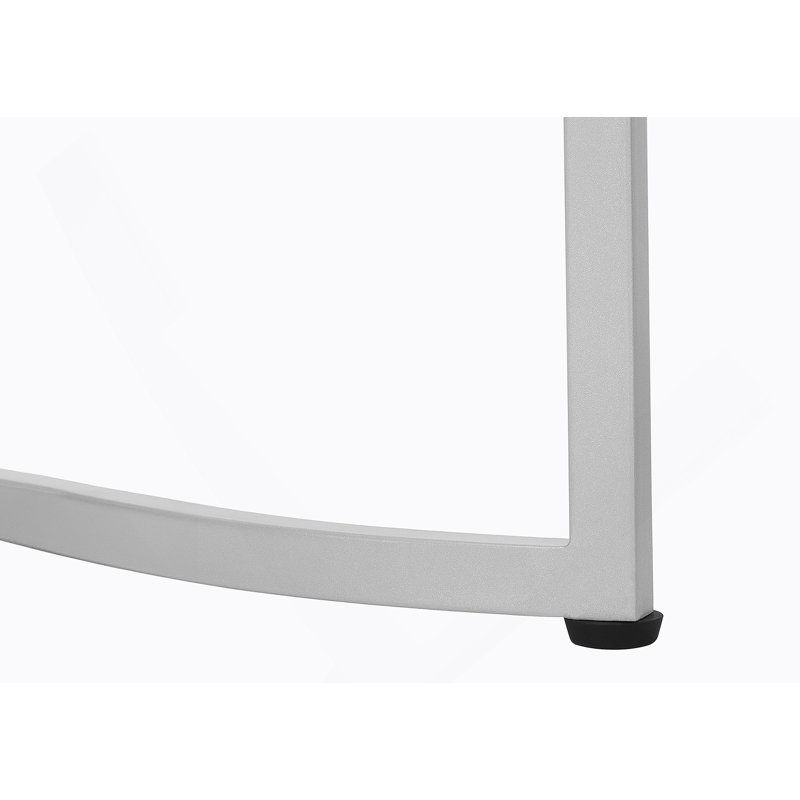 Accent Table, Side, Round, End, Nightstand, Lamp, White Marble Look Laminate, Grey Metal, White/Gray