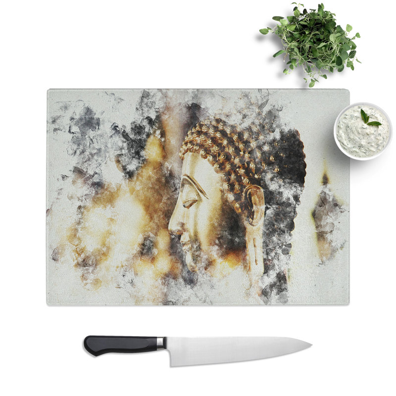 Buddha Statue Vol.5 Watercolour Chopping Board, 0.4cm H x 28.5cm W x 39cm L