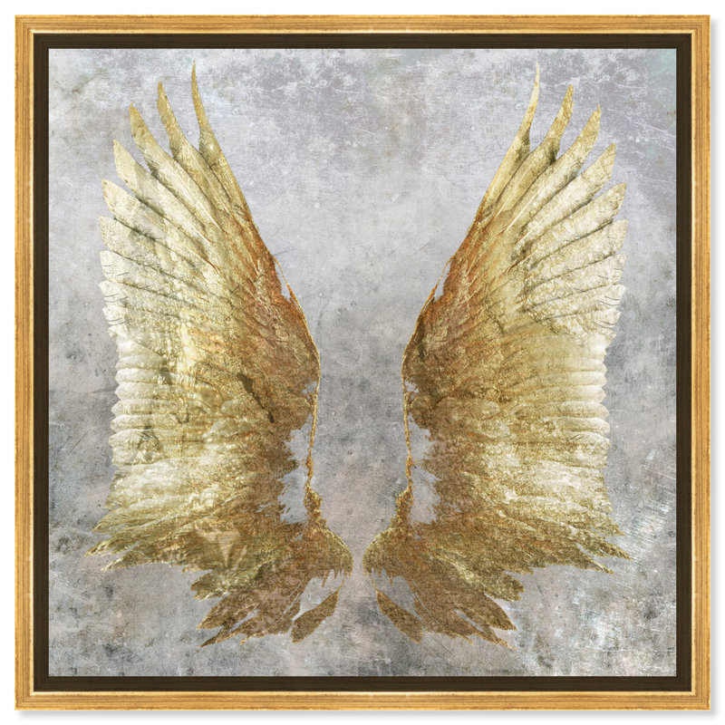 My Golden Wings - Peinture sur toile à cadre flottant, H 20 po x l 20 po