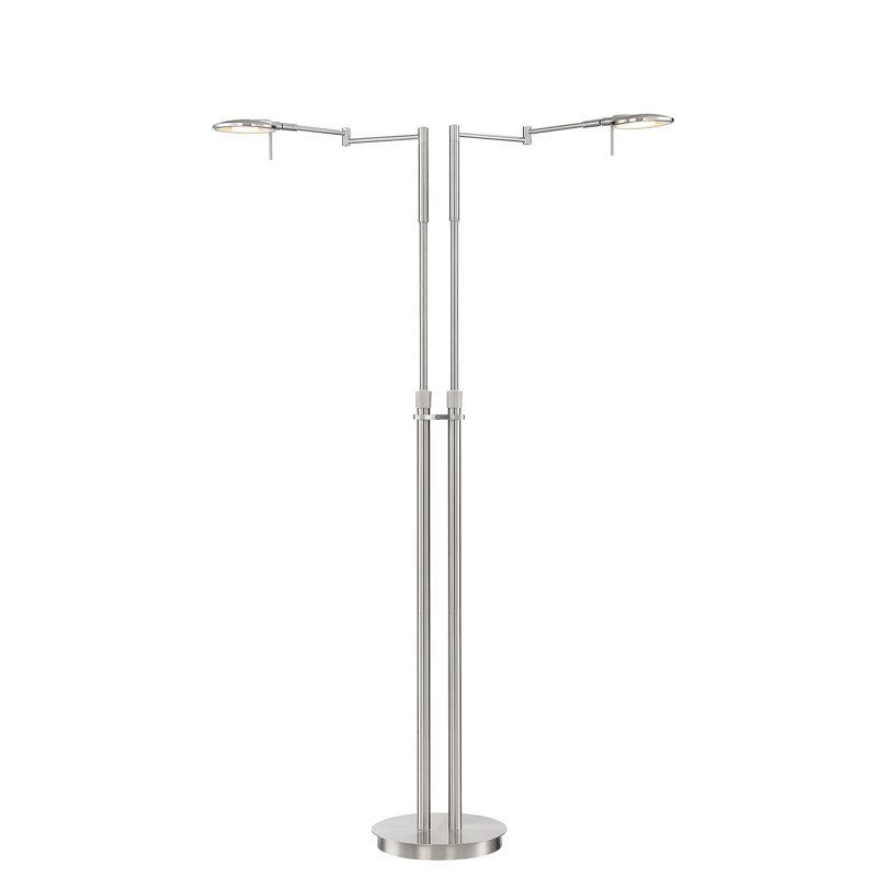 Lampe sur pied à bras articulé à DEL 54 po Millsap, Nickel satiné