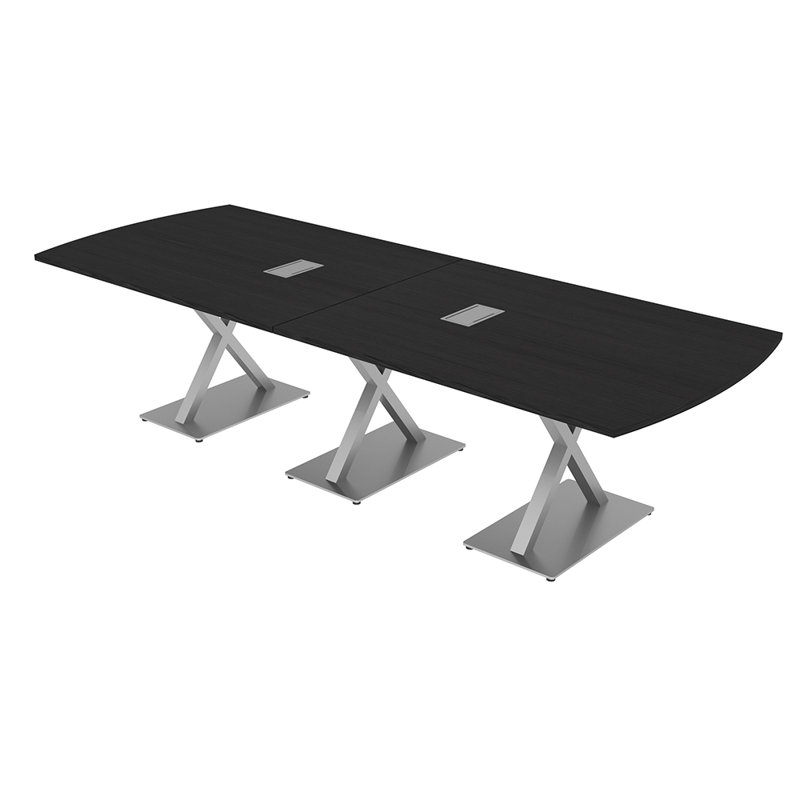Table de conférence Pavert Arc Unité électrique, Argent, Cyprès noir, H 30 po x l 120 po x P 48 po