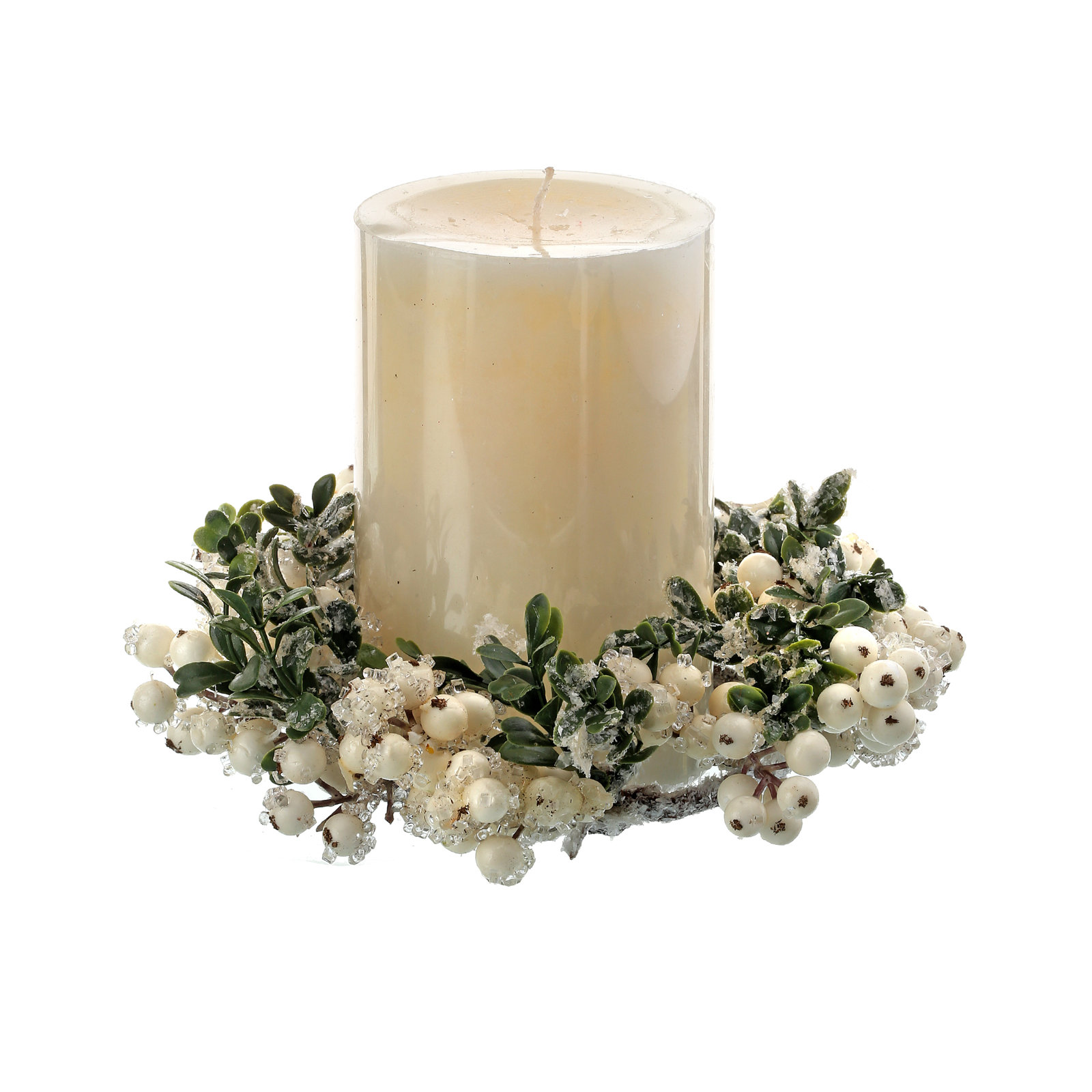 9.5'' Faux Boxwood Wreath, Frosted White