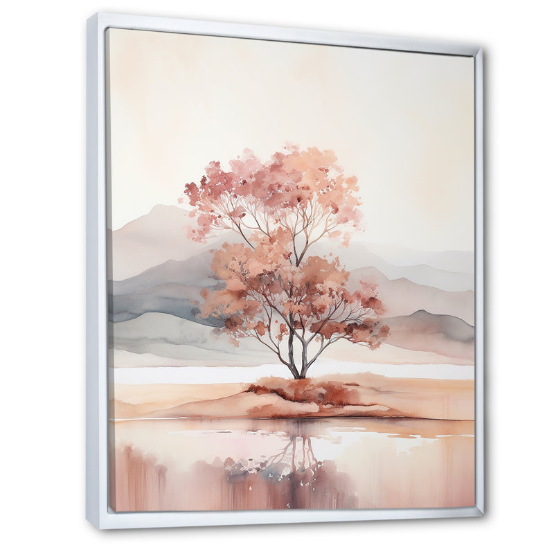 «Pink Nature Scenes», impression sur toile, Cadre flottant blanc, H 20 po x l 12 po x P 1 po