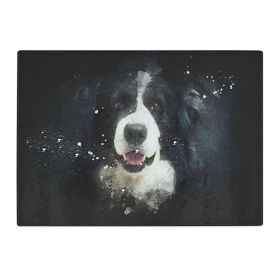 Tempered Glass Portrait of a Border Collie Dog Chopping Board