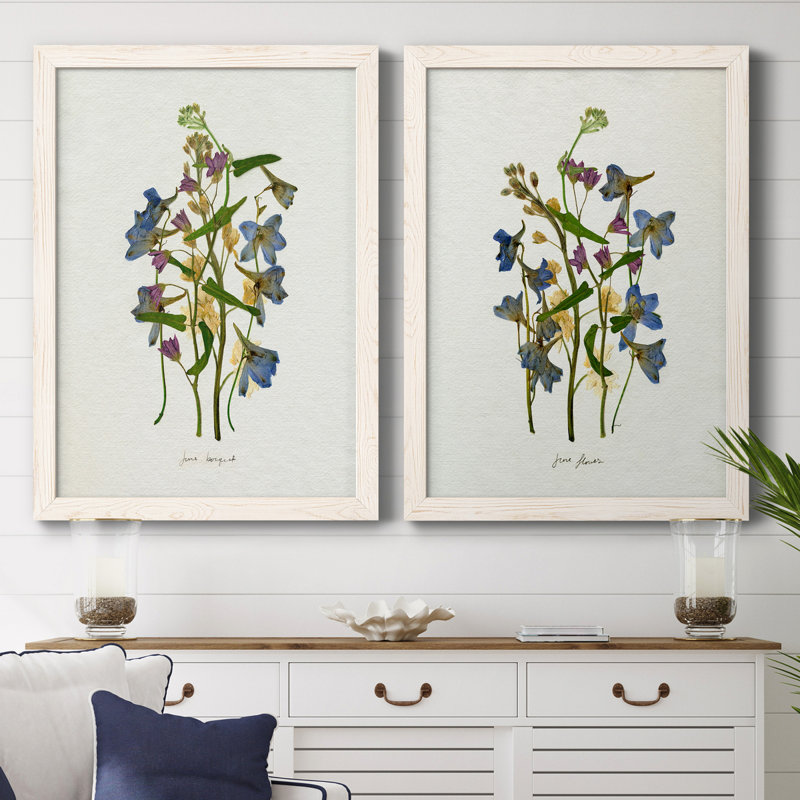 Pressed June Arrangement I - Ensemble de 2 peintures sur toile encadrées, H 31,5 po x l 47 po x P 1,5 po, Blanc