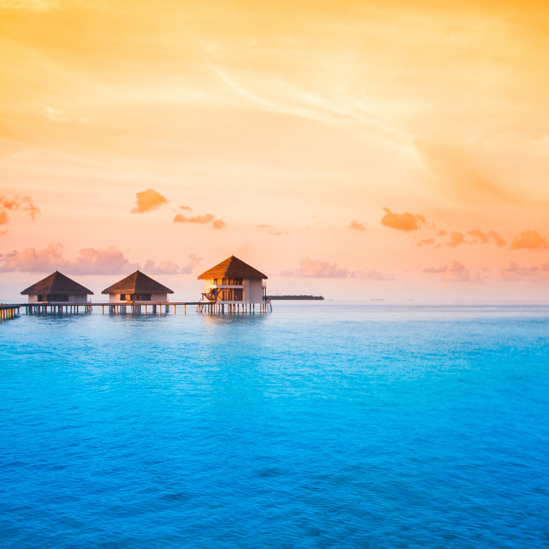 Sunset On Maldives Island - Wrapped Canvas Print