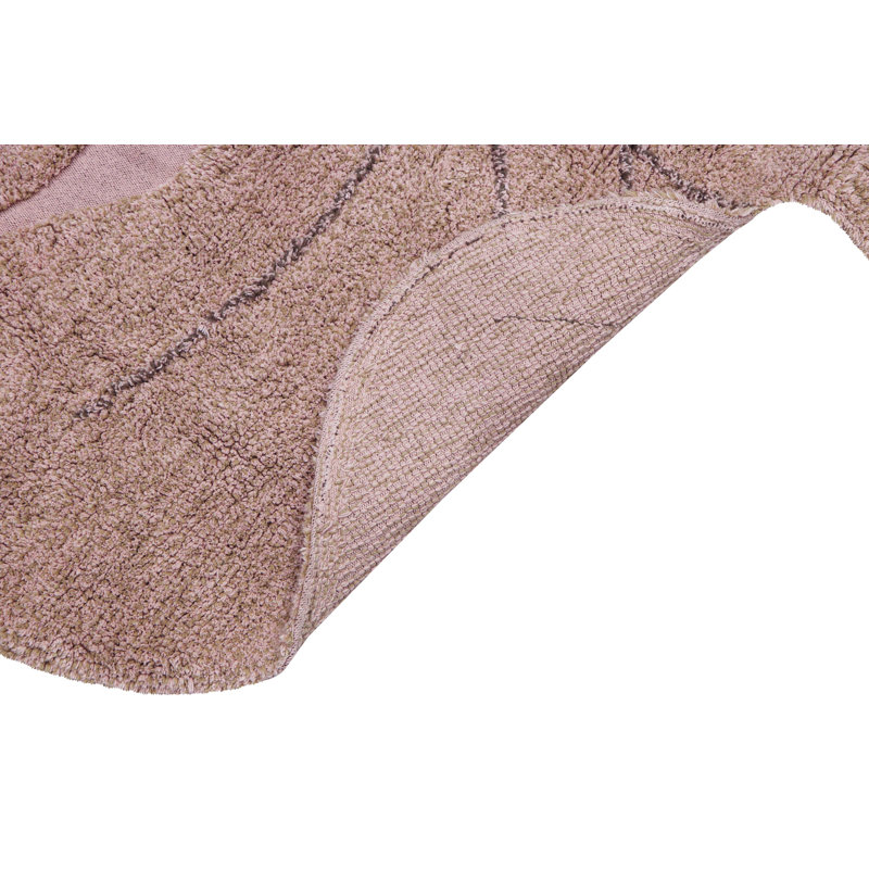 Monstera Cotton Floral Area Rug in Vintage Nude/Soil Brown