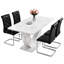 Ensemble de salle à manger moderne de 5 pièces en faux marbre avec des chaises rembourrées en similicuir-1851778436
