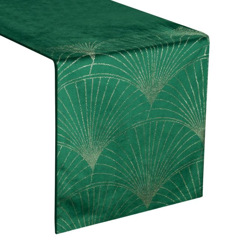No Pattern And Not Solid Colour Table Runner, 35cm W x 140cm L, Dark Green