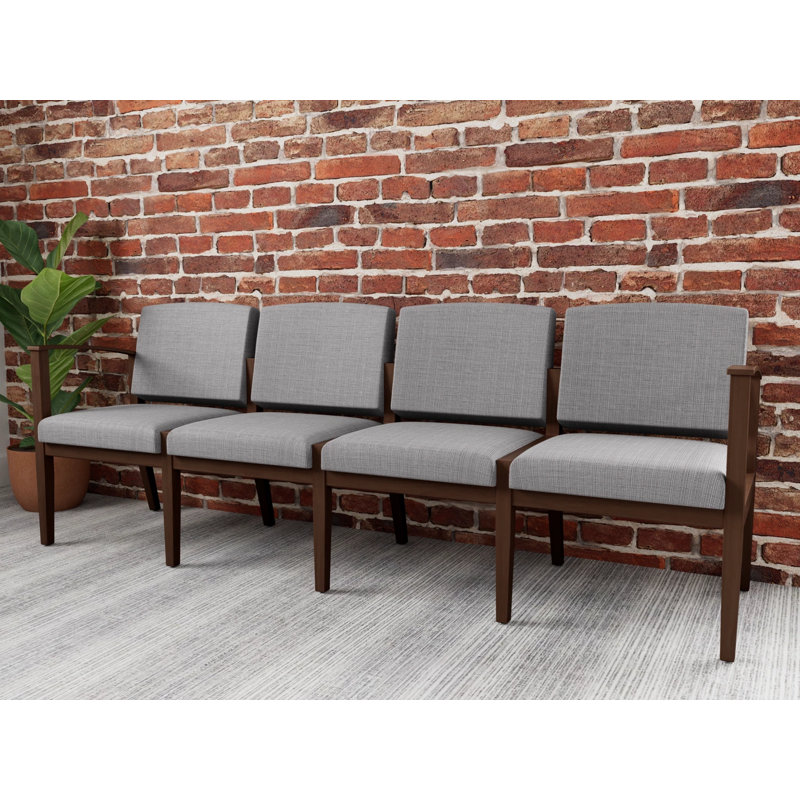 Siège tandem 4 places Amherst, Noyer Riftwood, Gris chambray