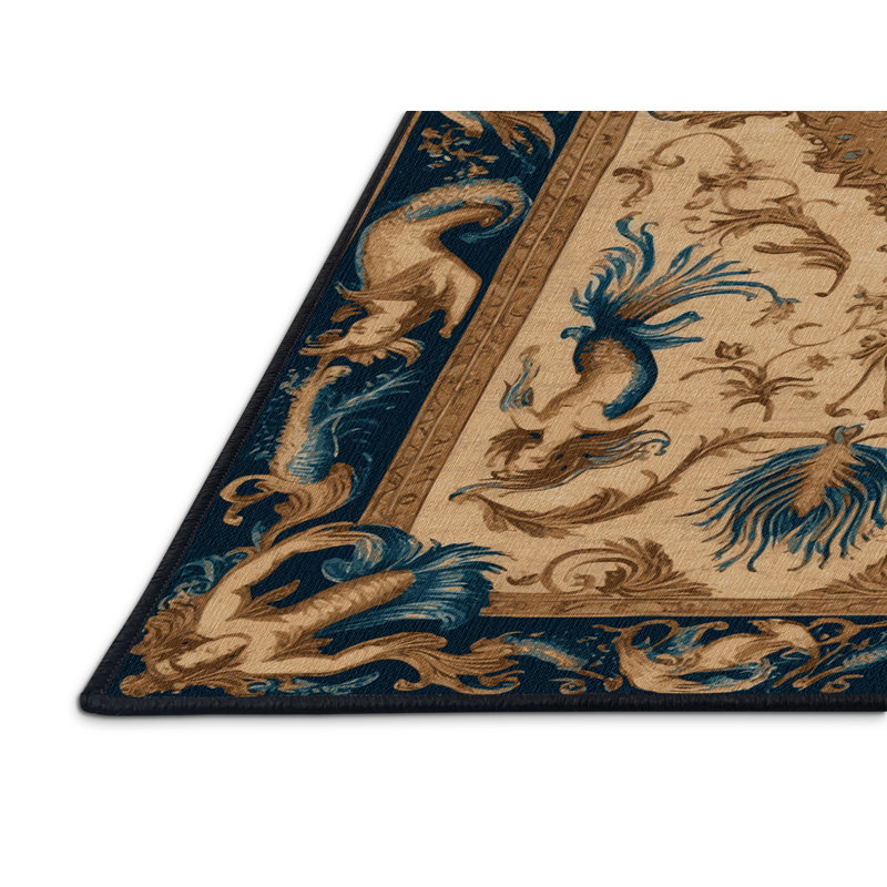 Tapis brun français lavable à la machine, Carré 8 pi