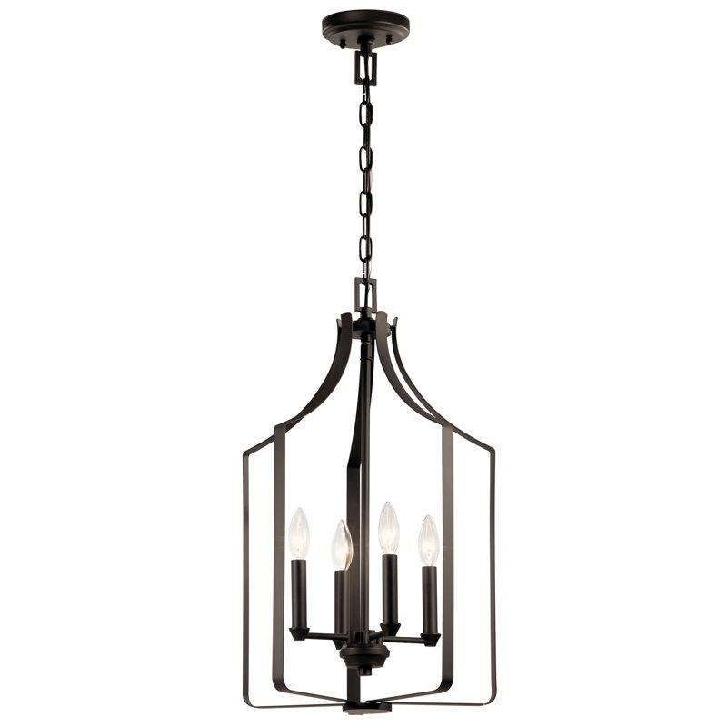 4 - Light Lantern Geometric Chandelier, Olde Bronze