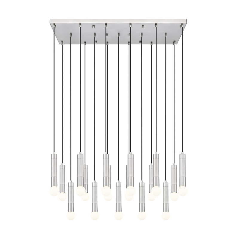 Lipman Modern Linear Chandelier, Brushed Nickel, 17 Lights