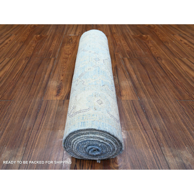 Zhara One-of-a-Kind 2'8" X 16'2" New Age Runner Wool Area Rug Blue
