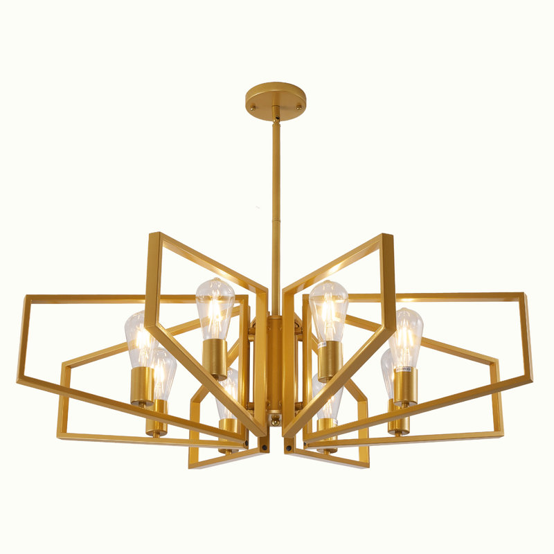 8 - Light Dimmable Geometric Chandelier, Gold