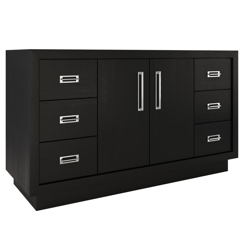 Avalon Single Extra Wide Bath Vanity, Classic Black, Polished Chrome, 60"