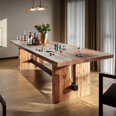 Eriola Vintage brown solid wood rectangular dining table