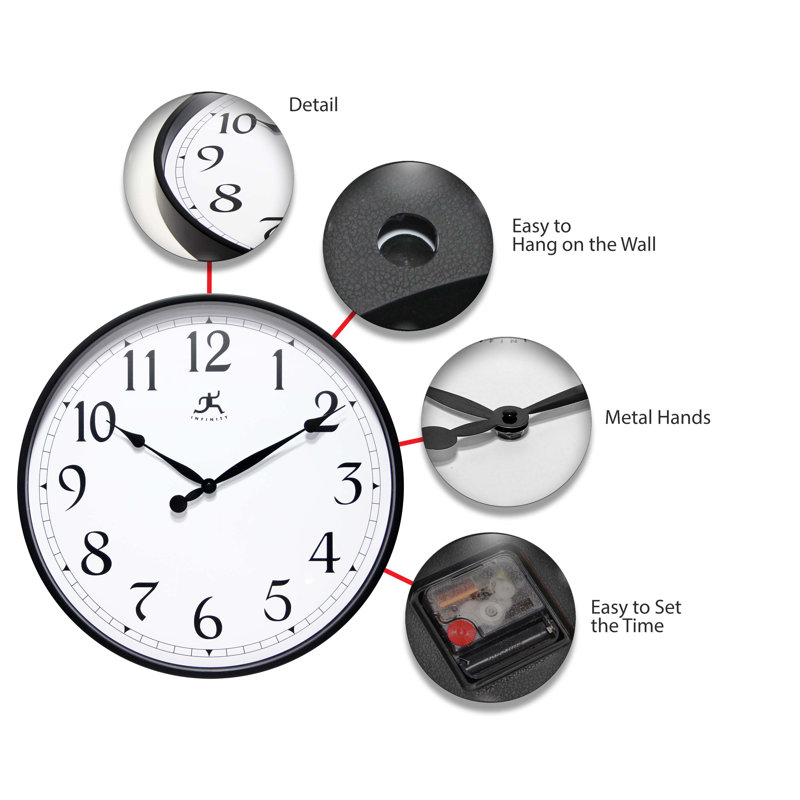 Horloge murale 18 po Farragut, Noir