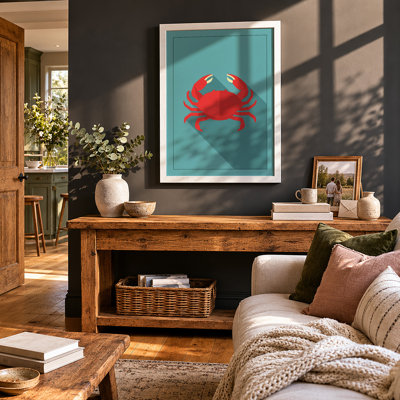 Crab In Teal Modern - Print