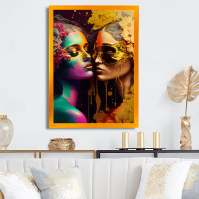 Two Women Kissing With Flowers I " Two Women Kissing With Flowers I "