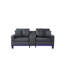 Ensemble de salon Genesis en tissu PVC noir avec lumières DEL, console de chargement USB, porte-gobelets et coussins rembourrés