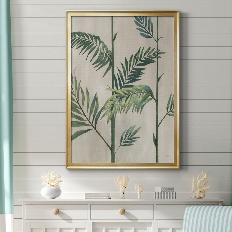 Modern Fronds II - peinture sur toile encadrée, Cadre doré, H 18,5 po x l 24,5 po x P 1,5 po