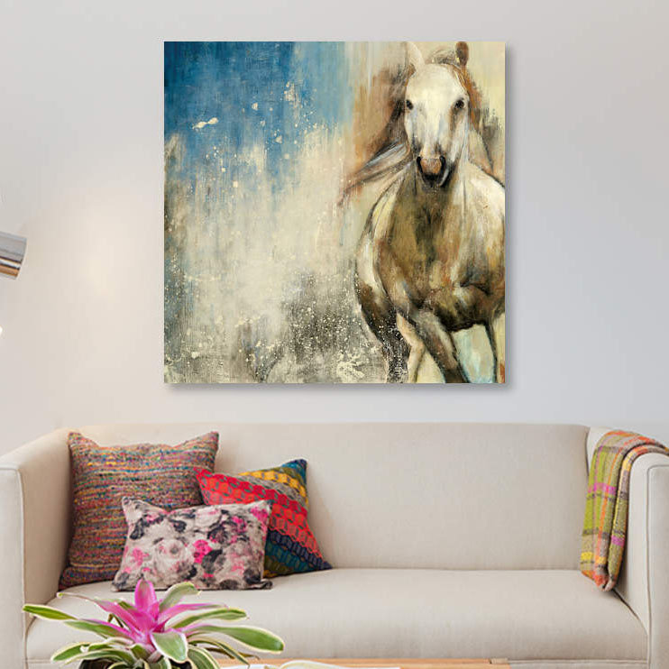 «Horses I», impression sur toile, H 12 po x l 12 po x P 1,5 po, Pas de tapis, Toile tendue