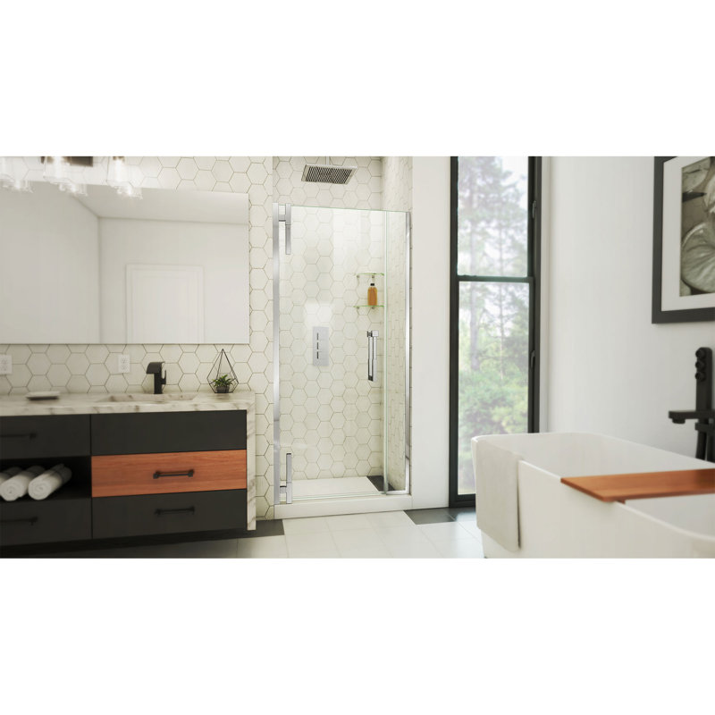  DreamLine Ascend 35 1/4 - 36 inch W x 72 inch H Frameless Pivot Shower Door in Chrome, Chrome, 36"