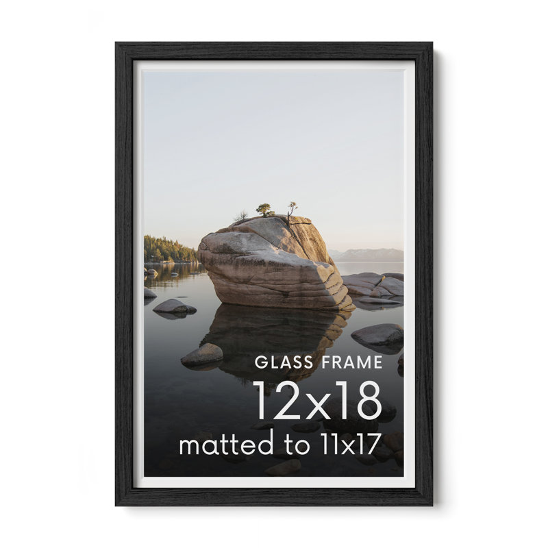 Cadre photo en bois massif avec verre, L 12 po x H 18 po, Noir