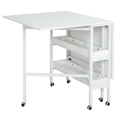 57.5'' x 35.5'' Foldable Craft Table with Wheels