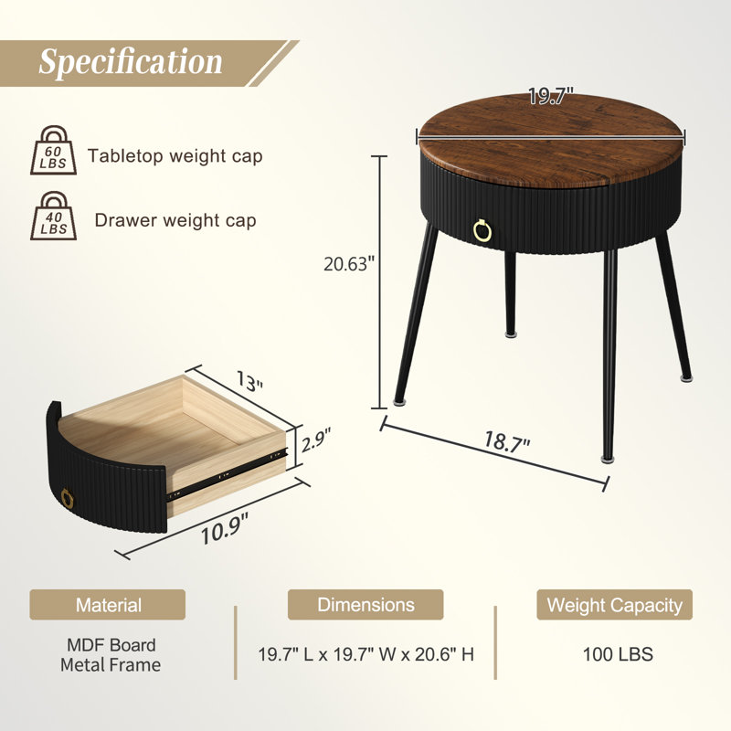 Maykala End Table Set with Storage