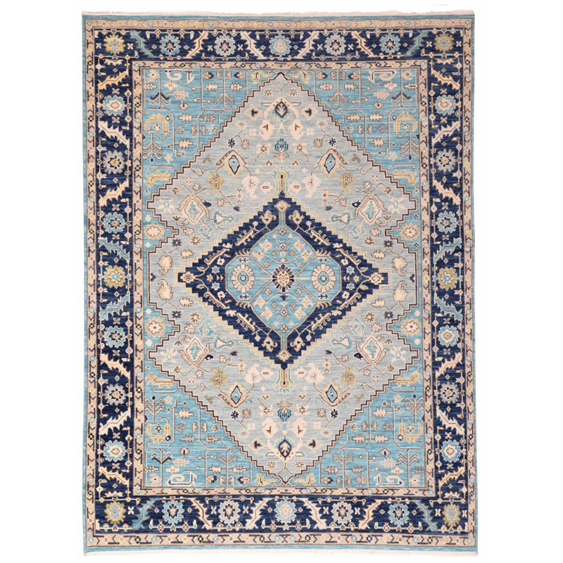 Tapis bleu ciel Jules Serapi 8 pi 11 po x 12 pi 0 po