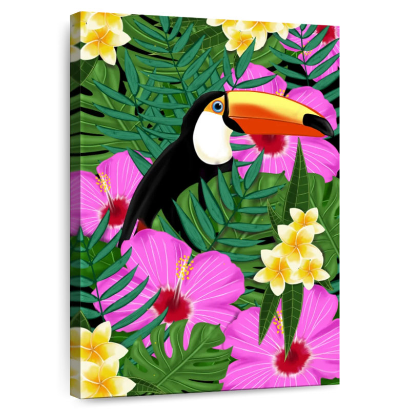 Illustration d'un toucan tropical, H 51 po x l 34 po