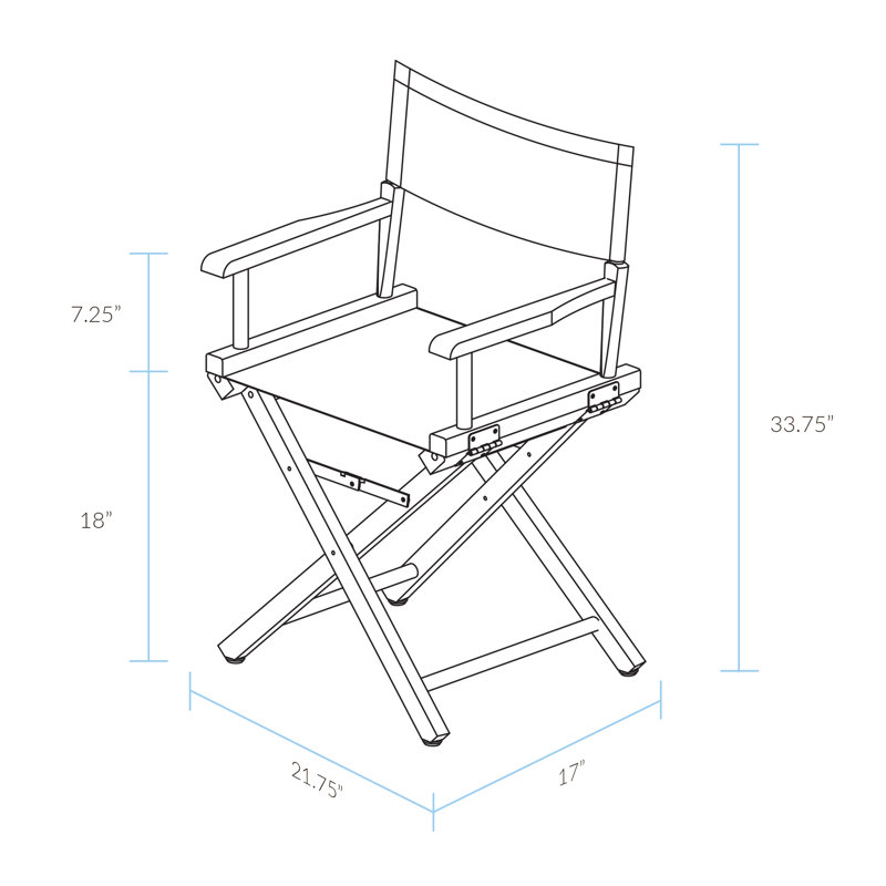 Chaise de réalisateur pliante 18 po, Tanné, Blanc