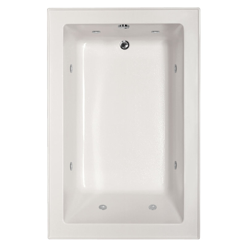 Emma 66'' x 42'' Whirlpool Acrylic Bathtub, Bone, Satin Nickel