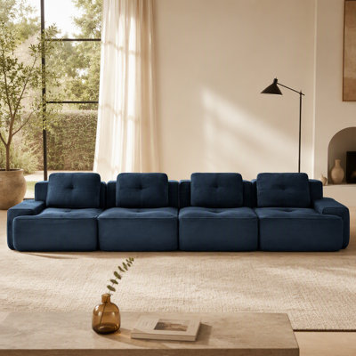 Modern U-Shaped Modular Sectional Sofa with Corduroy Fabric, Deep Seating, Movable Ottoman
