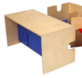 Kids 3 Piece Rectangular Arts And Crafts Table and Chair Set, Natural finish