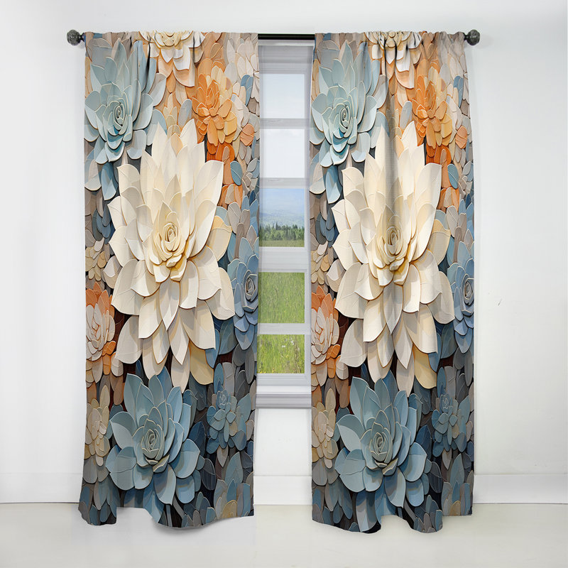 Pingry - Rideau succulent - Rideau floral occultant en velours - 1 panneau, L 52 po x L 63 po