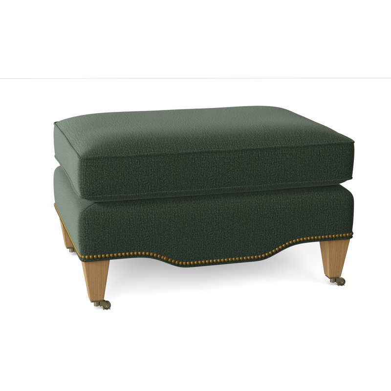 Gideon Ottoman, Venice Linen, Amber, Antique Brass Small