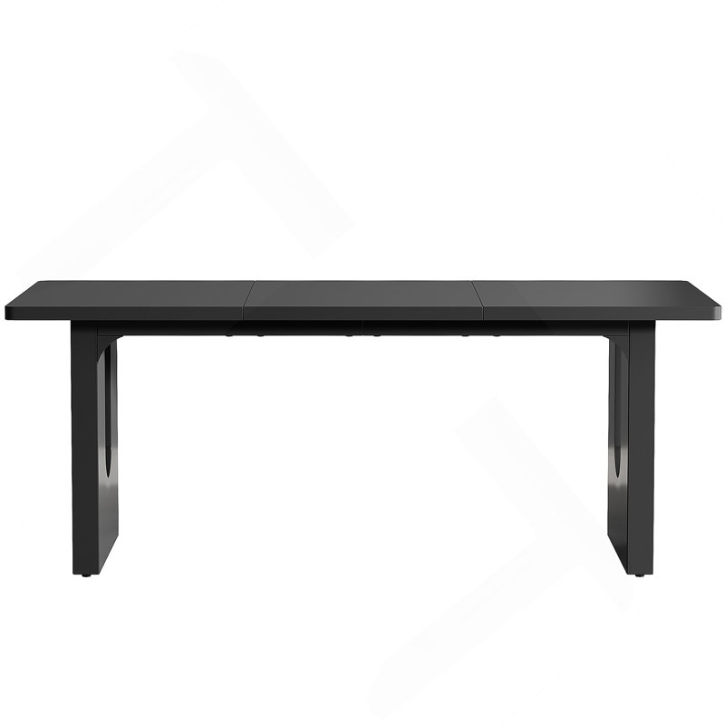 Table de salle à manger moderne de 71 pouces noire pour 6 à 8 personnes, grande table de cuisine rectangulaire avec base en bois et table de salle à manger contemporaine