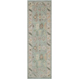 Meadow Oriental Hand-Knotted Wool Area Rug in Willow/Coral/Gray